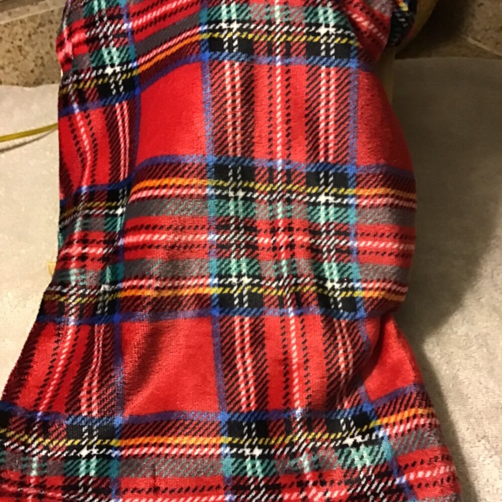 NWT Motif Christmas Tree Skirt Red, Green, black Soft Plush Fabric Reversable